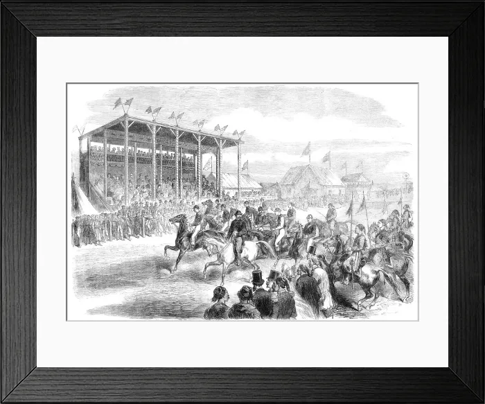 Framed Print : The races at Cairo: canter in front of the grand stand before the start, 1864. Creator: Unknown Framed Print : The races at Cairo: canter in front of the grand stand before the start, 1864. Creator: Unknown