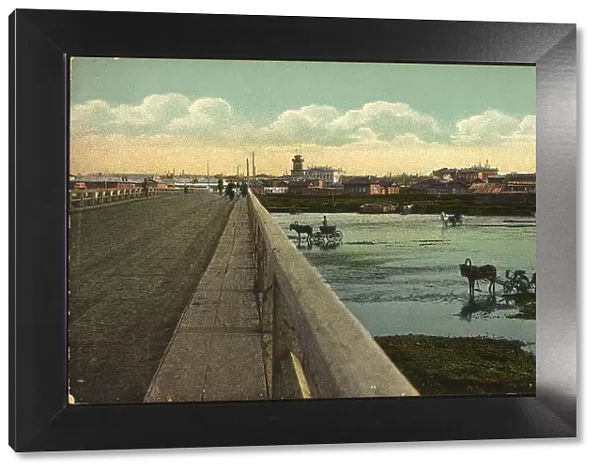 Irkutsk View of the city from the Big Bridge on the Ushakovka River, 1904-1917. Creator: Unknown