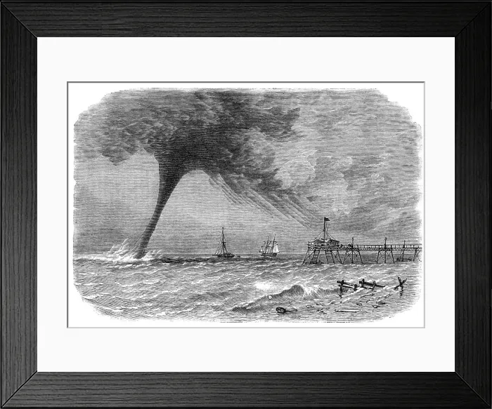 Framed Print : Waterspout seen off Worthing on Sunday, August 21, 1864. Creator: Unknown Framed Print : Waterspout seen off Worthing on Sunday, August 21, 1864. Creator: Unknown