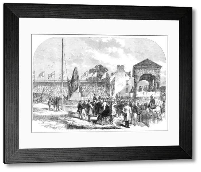 Framed Print : Inauguration of the statue of the late Prince Consort, in the presence of Her Majesty... 1864. Creator: Mason Jackson Framed Print : Inauguration of the statue of the late Prince Consort, in the presence of Her Majesty... 1864. Creator: Mason Jackson