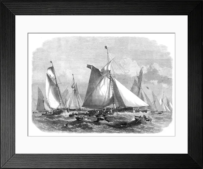 Framed Print : A Barking carrier collecting fish from the trawl fleet on the Doggerbank, 1864. Creator: Smyth Framed Print : A Barking carrier collecting fish from the trawl fleet on the Doggerbank, 1864. Creator: Smyth