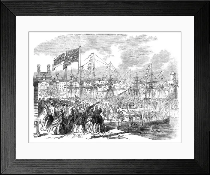 Framed Print : The Prince and Princess of Wales embarking at Dundee for Denmark on Saturday last, 1864. Creator: Unknown Framed Print : The Prince and Princess of Wales embarking at Dundee for Denmark on Saturday last, 1864. Creator: Unknown