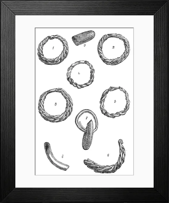 Framed Print : Ancient Celtic rings found in the Hebrides, 1864. Creator: Unknown Framed Print : Ancient Celtic rings found in the Hebrides, 1864. Creator: Unknown