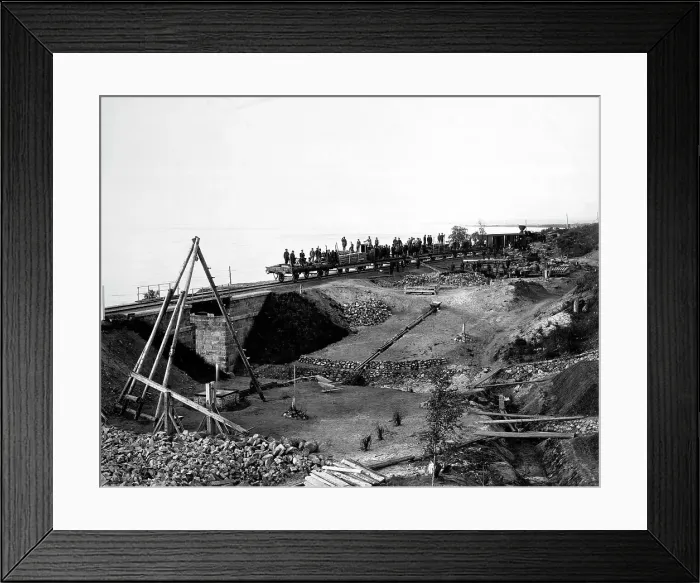 Framed Print : Drainage Work near a Railroad Bridge, 1900-1904. Creator: Unknown Framed Print : Drainage Work near a Railroad Bridge, 1900-1904. Creator: Unknown