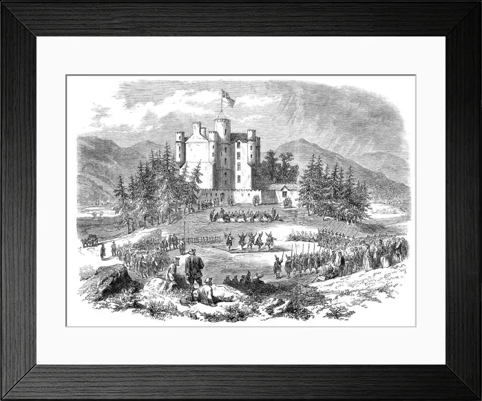 Framed Print : The Gathering of the Highland Clans at Braemar Castle, in the presence of the Prince and... 1864. Creator: Unknown Framed Print : The Gathering of the Highland Clans at Braemar Castle, in the presence of the Prince and... 1864. Creator: Unknown