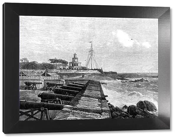 The lighthouse and flagstaff at Colombo, Ceylon, 1864. Creator: Unknown