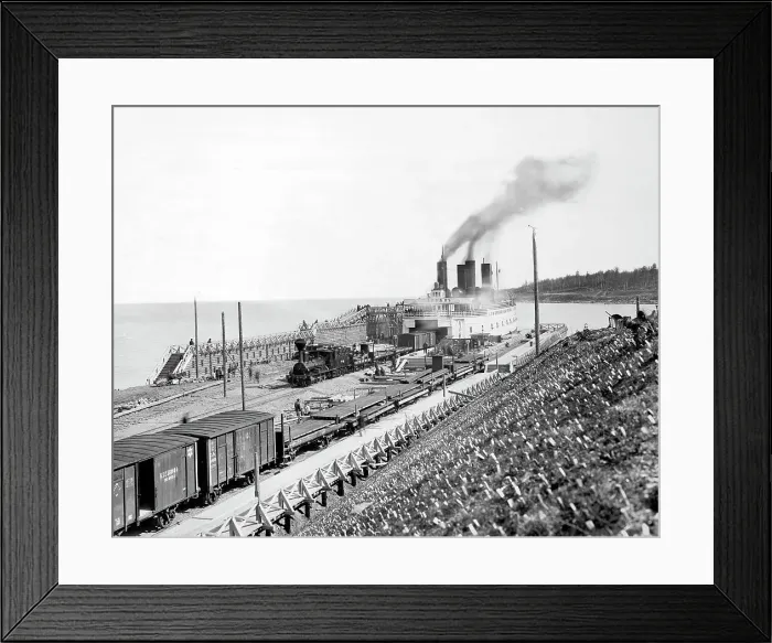 Framed Print : Ferry-Icebreaker Baikal at the Pier, 1900-1904. Creator: Unknown. Ferry-Icebreaker Baikal at the Pier, 1900-1904. Creator: Unknown Framed Print : Ferry-Icebreaker Baikal at the Pier, 1900-1904. Creator: Unknown. Ferry-Icebreaker Baikal at the Pier, 1900-1904. Creator: Unknown
