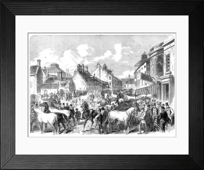 Framed Print : The annual horse fair at Horncastle, Lincolnshire, 1864. Creator: Unknown Framed Print : The annual horse fair at Horncastle, Lincolnshire, 1864. Creator: Unknown