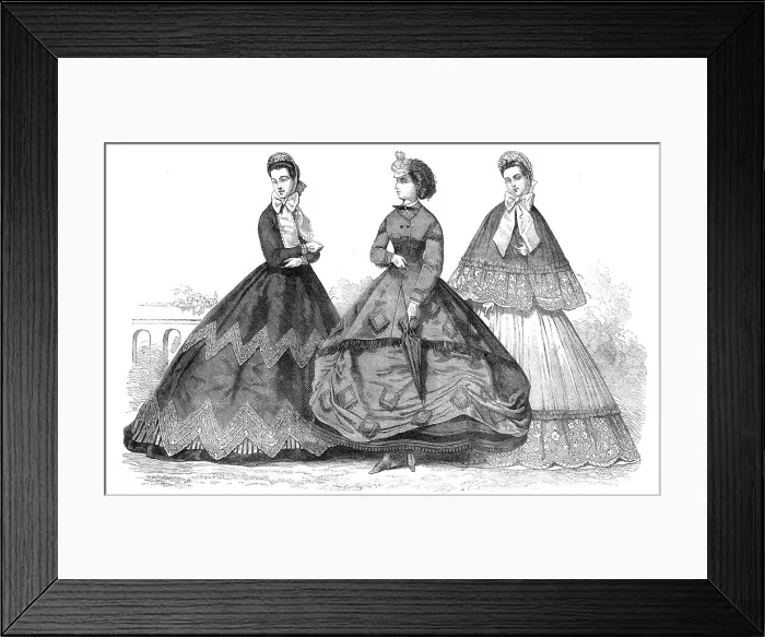 Framed Print : Paris fashions for September, 1864. Creator: Unknown Framed Print : Paris fashions for September, 1864. Creator: Unknown