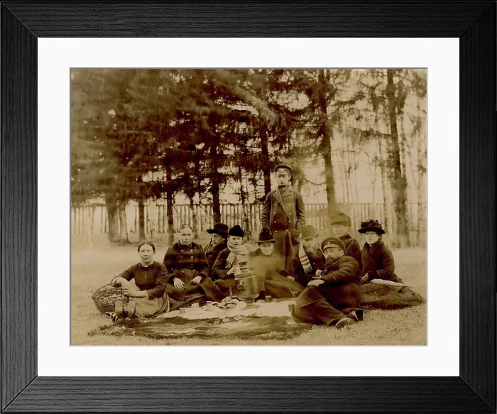 Framed Print : G.V. Iudina's Family with Their Guests in the Garden at the Dacha in Tarakanovo, 1907. Creator: Unknown Framed Print : G.V. Iudina's Family with Their Guests in the Garden at the Dacha in Tarakanovo, 1907. Creator: Unknown