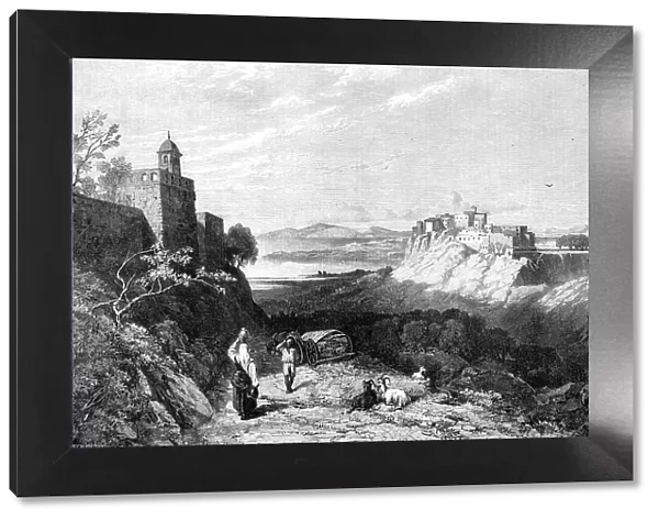 'City of Chiusi, Etruria', by T. M. Richardson, from the exhibition... 1864. Creator: W Palmer. 'City of Chiusi, Etruria', by T. M. Richardson, from the exhibition... 1864. Creator: W Palmer