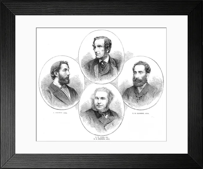 Framed Print : F. Leighton, A.R.A. E. W. Cooke, R.A. E. B. Stephens, A.R.A. P. H. Calderon, A.R.A. 1864. Creator: Unknown Framed Print : F. Leighton, A.R.A. E. W. Cooke, R.A. E. B. Stephens, A.R.A. P. H. Calderon, A.R.A. 1864. Creator: Unknown