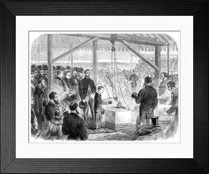 Framed Print : Prince Leopold laying the Foundation-Stone of a new infirmary at Bishop's Waltham, Hants. 1864. Creator: Unknown Framed Print : Prince Leopold laying the Foundation-Stone of a new infirmary at Bishop's Waltham, Hants. 1864. Creator: Unknown