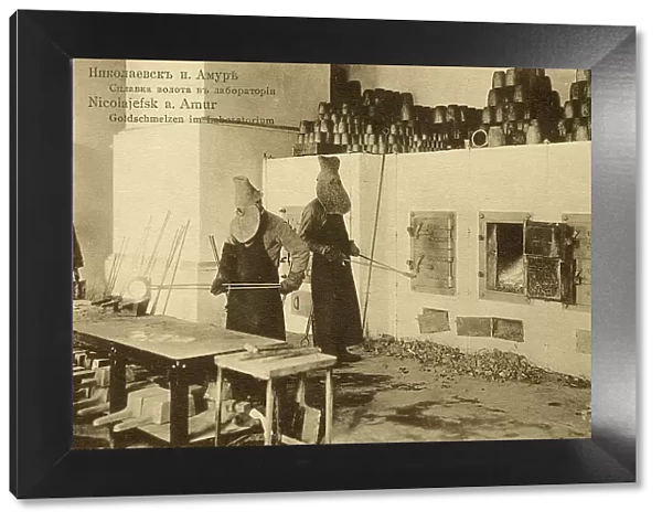 Nikolaevsk-on-Amur. Melting gold in the laboratory, 1900. Creator: Unknown