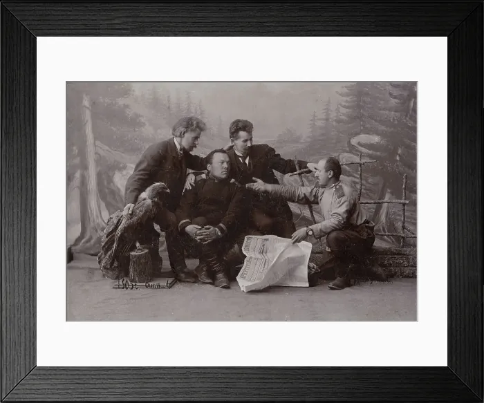 Framed Print : A group of men with the newspaper Irkutsk Vedomosti, 1905. Creator: Unknown. A group of men with the newspaper Irkutsk Vedomosti, 1905. Creator: Unknown Framed Print : A group of men with the newspaper Irkutsk Vedomosti, 1905. Creator: Unknown. A group of men with the newspaper Irkutsk Vedomosti, 1905. Creator: Unknown