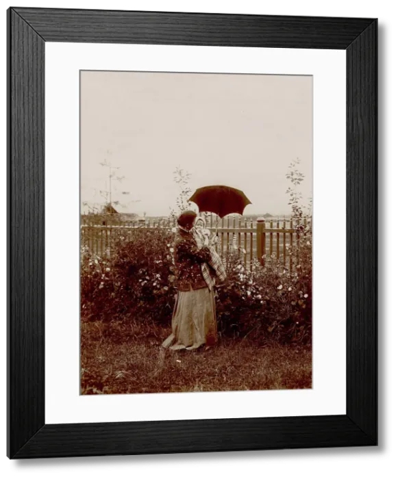 Framed Print : A walk in the garden at the Yudins dacha in Tarakanovo, 1903. Creator: Unknown Framed Print : A walk in the garden at the Yudins dacha in Tarakanovo, 1903. Creator: Unknown