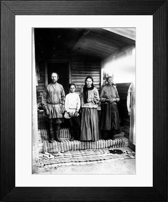 Framed Print : A peasant family from the village of Lovatskaya, Kansky district, 1905. Creator: Unknown Framed Print : A peasant family from the village of Lovatskaya, Kansky district, 1905. Creator: Unknown