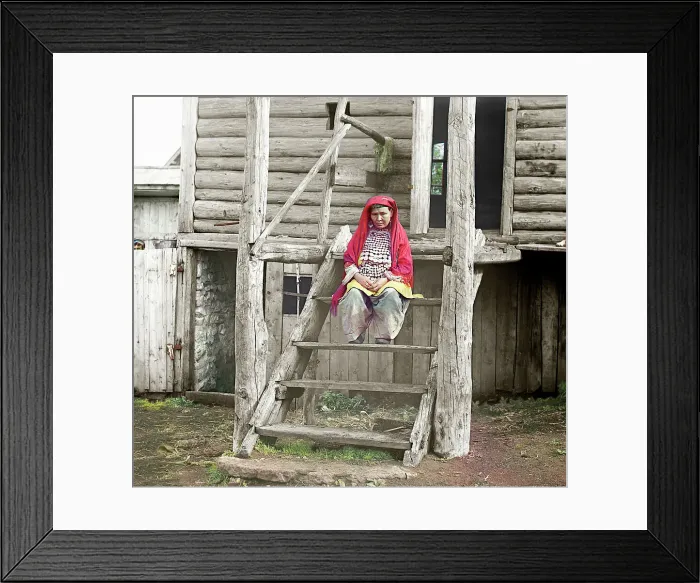 Framed Print : Bashkir woman in a folk costume, 1910. Creator: Sergey Mikhaylovich Prokudin-Gorsky Framed Print : Bashkir woman in a folk costume, 1910. Creator: Sergey Mikhaylovich Prokudin-Gorsky