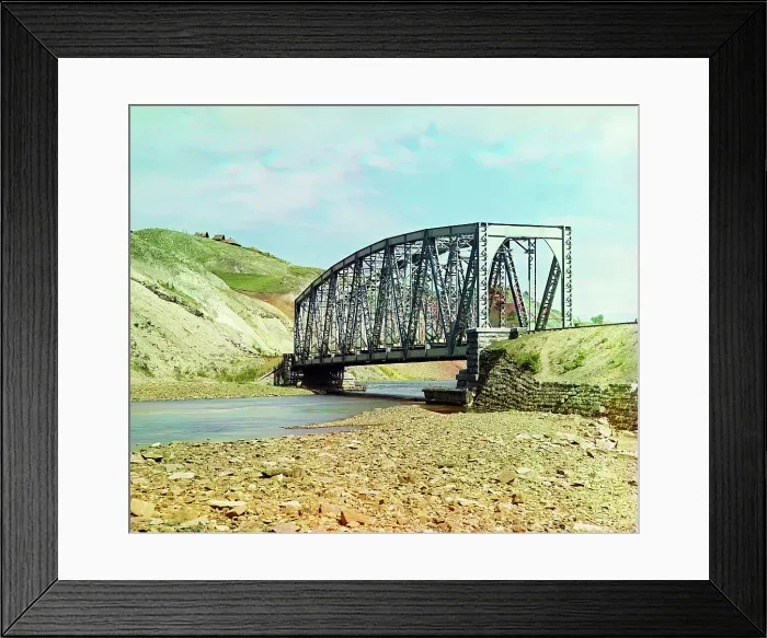 Framed Print : Bridge across the Katav River, near the factory, 1910. Creator: Sergey Mikhaylovich Prokudin-Gorsky Framed Print : Bridge across the Katav River, near the factory, 1910. Creator: Sergey Mikhaylovich Prokudin-Gorsky