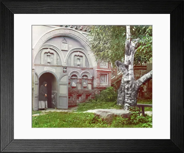 Framed Print : Study; in the courtyard of the Church of the Resurrection, Kostroma, 1910. Creator: Sergey Mikhaylovich Prokudin-Gorsky Framed Print : Study; in the courtyard of the Church of the Resurrection, Kostroma, 1910. Creator: Sergey Mikhaylovich Prokudin-Gorsky