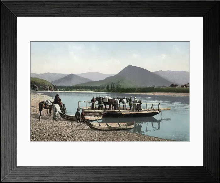 Framed Print : Ferry on the Katun River near the Village of Nizhny Uymon, 1911-1913. Creator: Sergei Ivanovich Borisov Framed Print : Ferry on the Katun River near the Village of Nizhny Uymon, 1911-1913. Creator: Sergei Ivanovich Borisov