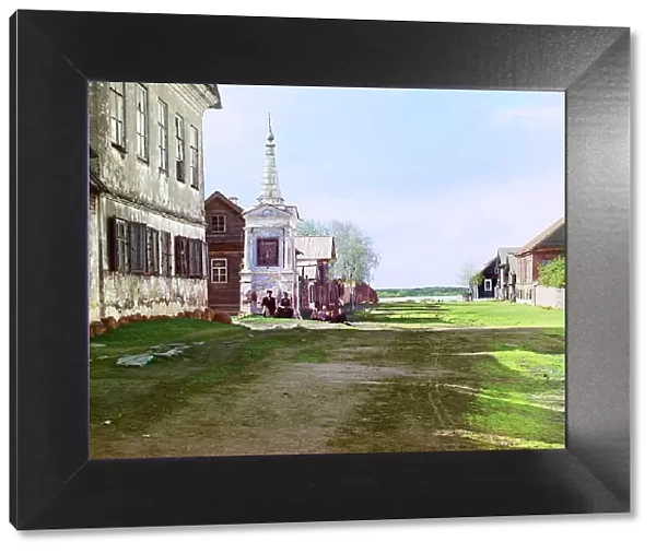 Old chapel on the waterfront in the town of Ostashkov, 1910. Creator: Sergey Mikhaylovich Prokudin-Gorsky