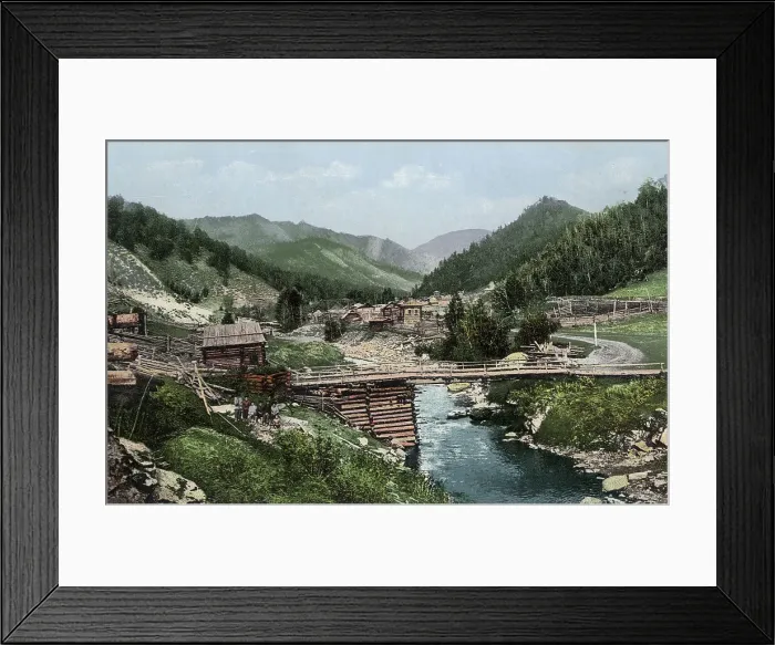 Framed Print : The Village of Elekmonar, Valley of the Middle Reaches of the Katun River, 1911-1913. Creator: Sergei Ivanovich Borisov Framed Print : The Village of Elekmonar, Valley of the Middle Reaches of the Katun River, 1911-1913. Creator: Sergei Ivanovich Borisov