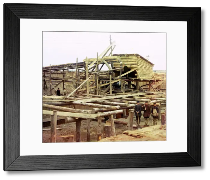 Framed Print : Water pumps, Beloomut, 1912. Creator: Sergey Mikhaylovich Prokudin-Gorsky Framed Print : Water pumps, Beloomut, 1912. Creator: Sergey Mikhaylovich Prokudin-Gorsky