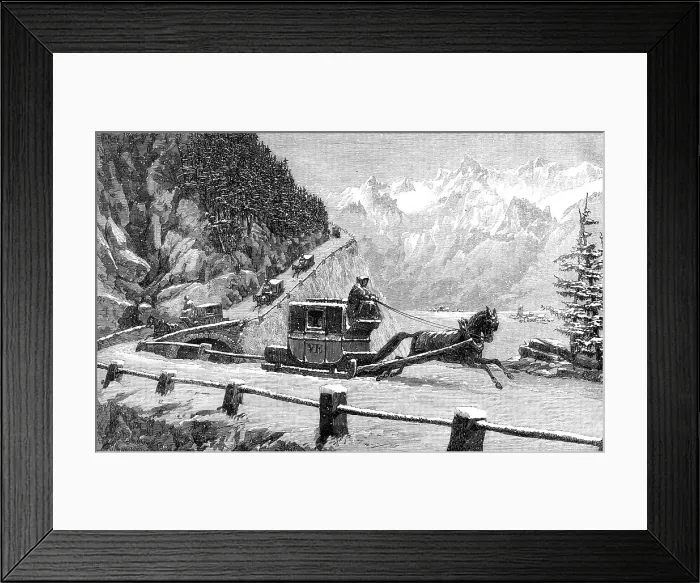 Framed Print : Descending Mont Cenis in Winter, 1864. Creator: Unknown Framed Print : Descending Mont Cenis in Winter, 1864. Creator: Unknown
