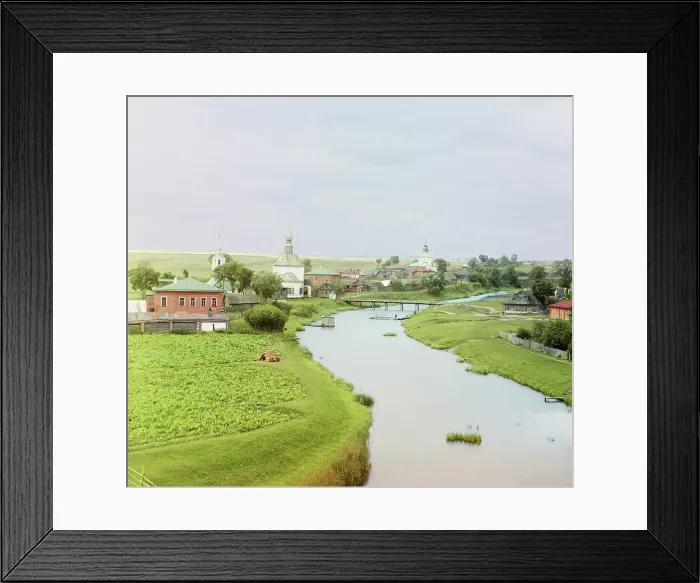 Framed Print : View of Suzdal along the Kamenka River, 1912. Creator: Sergey Mikhaylovich Prokudin-Gorsky Framed Print : View of Suzdal along the Kamenka River, 1912. Creator: Sergey Mikhaylovich Prokudin-Gorsky