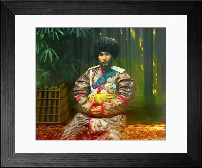 Framed Print : Isfandiyar, Khan of the Russian protectorate of Khorezm (Khiva), in uniform...between 1910 and 1915. Creator: Sergey Mikhaylovich Prokudin-Gorsky Framed Print : Isfandiyar, Khan of the Russian protectorate of Khorezm (Khiva), in uniform...between 1910 and 1915. Creator: Sergey Mikhaylovich Prokudin-Gorsky