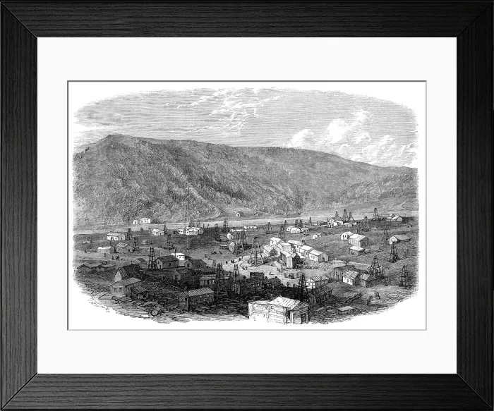 Framed Print : The Petroleum Oil Works at Franklin, Pennsylvania, 1864. Creator: Unknown Framed Print : The Petroleum Oil Works at Franklin, Pennsylvania, 1864. Creator: Unknown