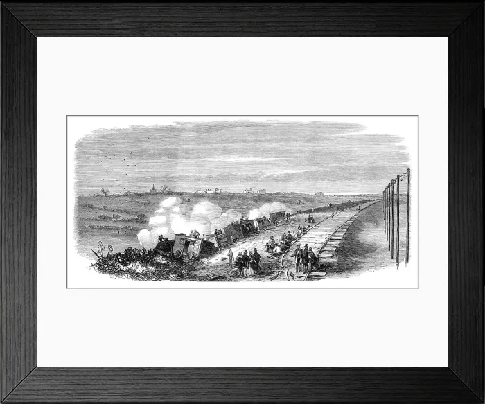 Framed Print : The late accident on the Great Eastern Railway, near Bradfield, Essex, 1864. Creator: Unknown Framed Print : The late accident on the Great Eastern Railway, near Bradfield, Essex, 1864. Creator: Unknown