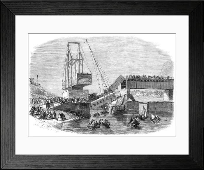 Framed Print : Scene of the disaster at Beloeil Bridge...Canada, 1864. Creator: Unknown Framed Print : Scene of the disaster at Beloeil Bridge...Canada, 1864. Creator: Unknown