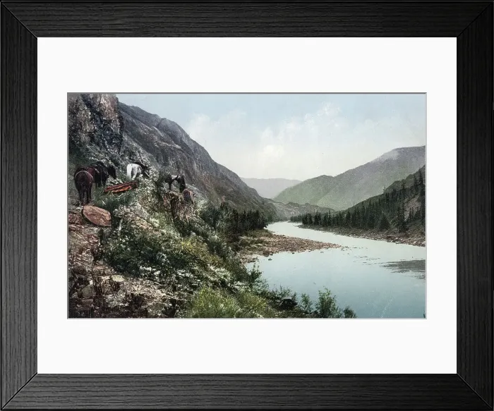 Framed Print : A Pack Road Along the Katun River near Its Confluence with the Argut River... 1911-13. Creator: Sergei Ivanovich Borisov Framed Print : A Pack Road Along the Katun River near Its Confluence with the Argut River... 1911-13. Creator: Sergei Ivanovich Borisov