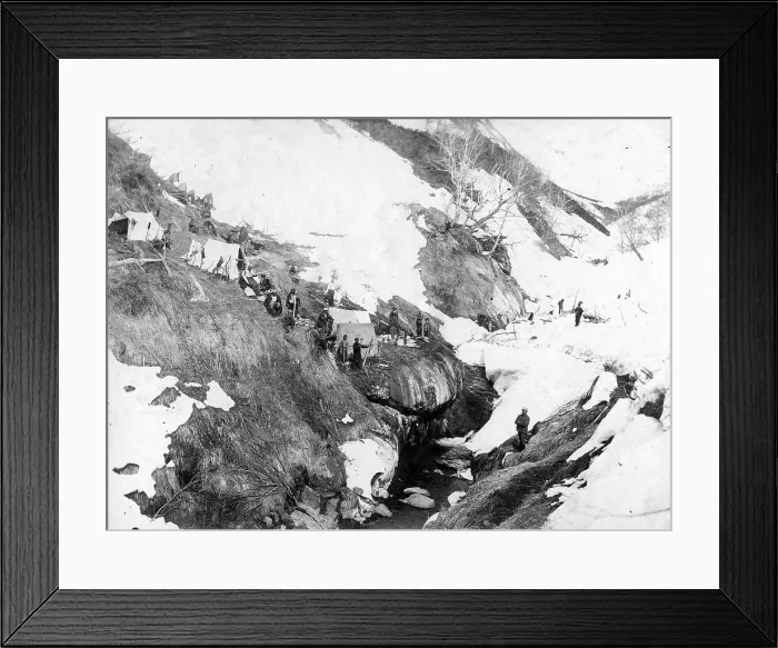 Framed Print : Expedition camp on the river bank, 1910-1929. Creator: Ivan Emelianovich Larin Framed Print : Expedition camp on the river bank, 1910-1929. Creator: Ivan Emelianovich Larin