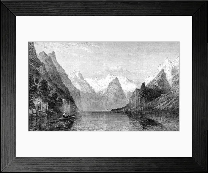 Framed Print : Sunrise on the Königs See, Berchtesgaden, Bavarian Alps, by W. C. Smith, in the exhibition...1864. Creator: J Cooper. Sunrise on the Königs See, Berchtesgaden, Bavarian Alps, by W. C. Smith, in the exhibition...1864 Framed Print : Sunrise on the Königs See, Berchtesgaden, Bavarian Alps, by W. C. Smith, in the exhibition...1864. Creator: J Cooper. Sunrise on the Königs See, Berchtesgaden, Bavarian Alps, by W. C. Smith, in the exhibition...1864