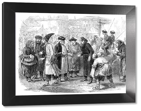 A group at the Great Annual Fair at Nijni Novgorod, Central Russia, 1864. Creator: Mason Jackson