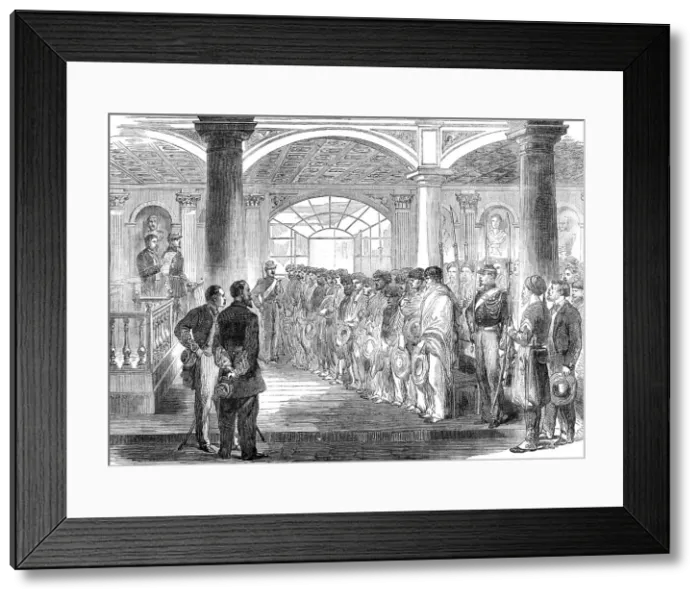 Framed Print : Sketches from Mexico: court-martial of Mexican brigands at Puebla, 1864. Creator: Unknown Framed Print : Sketches from Mexico: court-martial of Mexican brigands at Puebla, 1864. Creator: Unknown