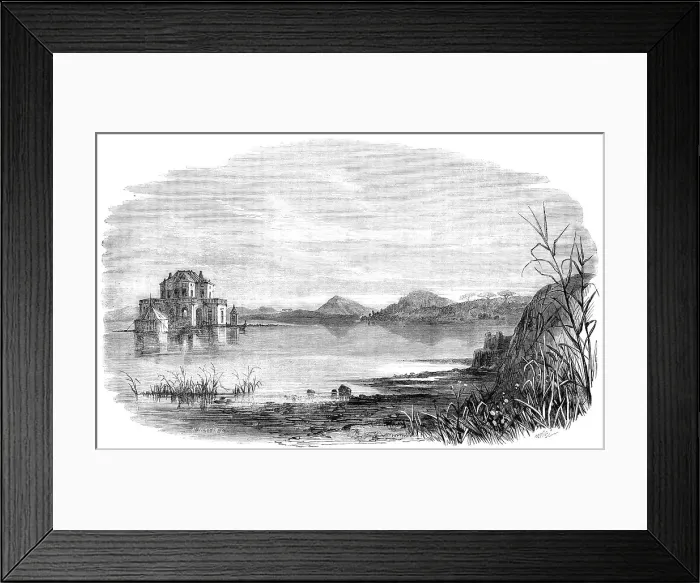 Framed Print : Lake Fusaro, Southern Italy, the Lethe of Virgil, 1864. Creator: Mason Jackson Framed Print : Lake Fusaro, Southern Italy, the Lethe of Virgil, 1864. Creator: Mason Jackson