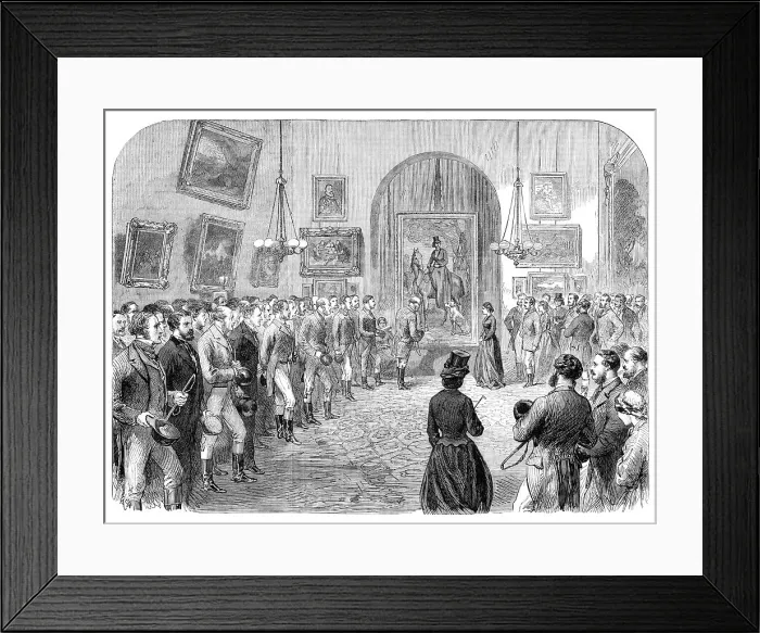 Framed Print : Presentation to the Countess of Yarborough of an equestrian portrait of her Ladyship... 1864. Creator: Unknown Framed Print : Presentation to the Countess of Yarborough of an equestrian portrait of her Ladyship... 1864. Creator: Unknown