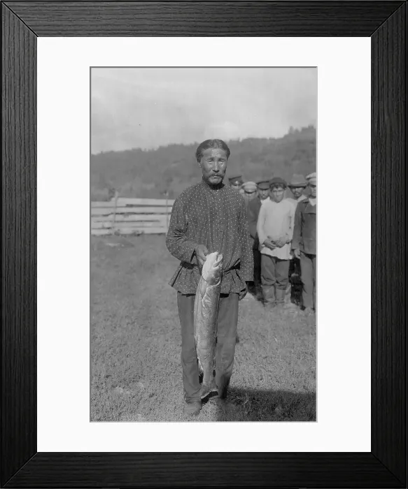 Framed Print : Shoria Man with Fish, Caught in the River Mrassu Rapid, 1913. Creator: GI Ivanov Framed Print : Shoria Man with Fish, Caught in the River Mrassu Rapid, 1913. Creator: GI Ivanov
