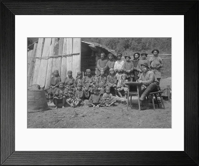 Framed Print : Inhabitants of One Gornaia Shoria Village and an Expedition Member, 1913. Creator: GI Ivanov Framed Print : Inhabitants of One Gornaia Shoria Village and an Expedition Member, 1913. Creator: GI Ivanov