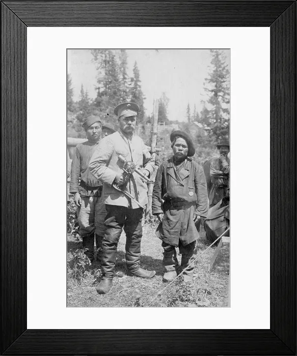 Framed Print : Topographer, a Member of the Land-Management Expedition with the Village Headman, 1913. Creator: GI Ivanov Framed Print : Topographer, a Member of the Land-Management Expedition with the Village Headman, 1913. Creator: GI Ivanov
