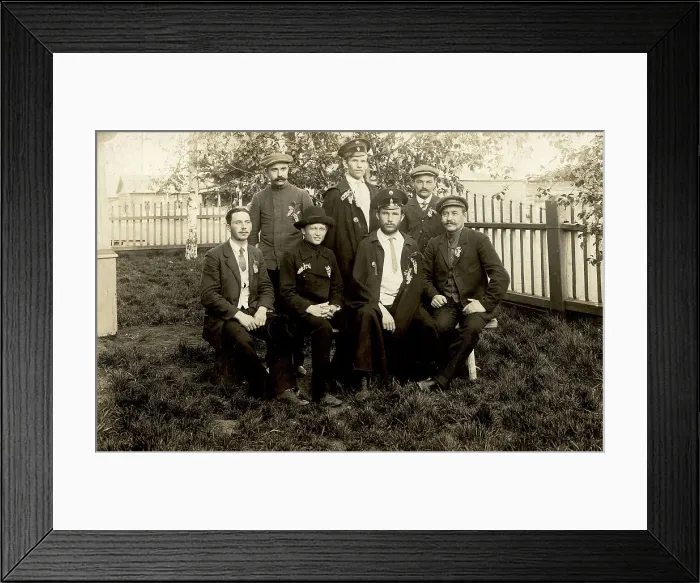 Framed Print : Participants of the bird cherry festival at the Znamensky glass factory, 1913-1914. Creator: S. Ia. Mamontov Framed Print : Participants of the bird cherry festival at the Znamensky glass factory, 1913-1914. Creator: S. Ia. Mamontov