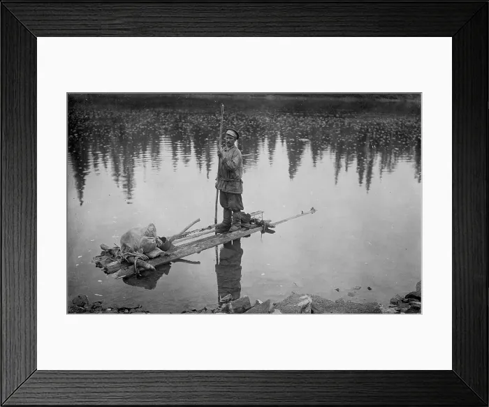 Framed Print : A Laborer Returning From a Land-Management Expedition on a Raft After His Dismissal...1913. Creator: GI Ivanov Framed Print : A Laborer Returning From a Land-Management Expedition on a Raft After His Dismissal...1913. Creator: GI Ivanov