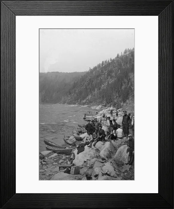 Framed Print : A Group of Topographers After Unloading Boats for Detouring the Mrassu River Rapid, 1913. Creator: GI Ivanov Framed Print : A Group of Topographers After Unloading Boats for Detouring the Mrassu River Rapid, 1913. Creator: GI Ivanov