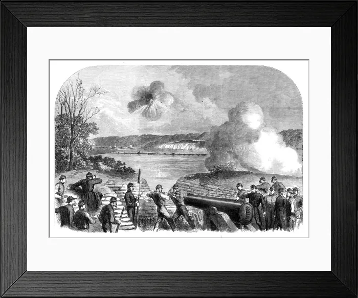 Framed Print : The War in America: Howlett's battery on the James River... 1864. Creator: Mason Jackson Framed Print : The War in America: Howlett's battery on the James River... 1864. Creator: Mason Jackson