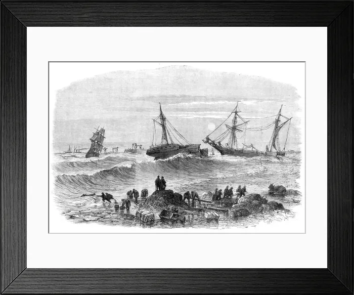Framed Print : Wreck of the Aberdeen steamer Stanley at Tynemouth, 1864. Creator: Unknown Framed Print : Wreck of the Aberdeen steamer Stanley at Tynemouth, 1864. Creator: Unknown