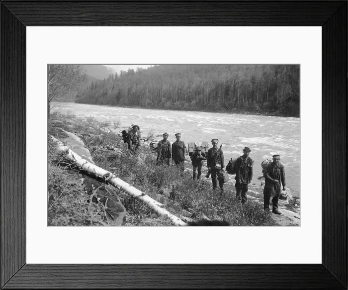 Framed Print : Members of the Expedition Detouring the Mrasskii Rapid, 1913. Creator: GI Ivanov Framed Print : Members of the Expedition Detouring the Mrasskii Rapid, 1913. Creator: GI Ivanov
